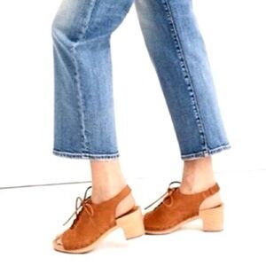 Madewell The Cecilia Lace-Up chunky wooden sole Clog bittersweet color, size 6
